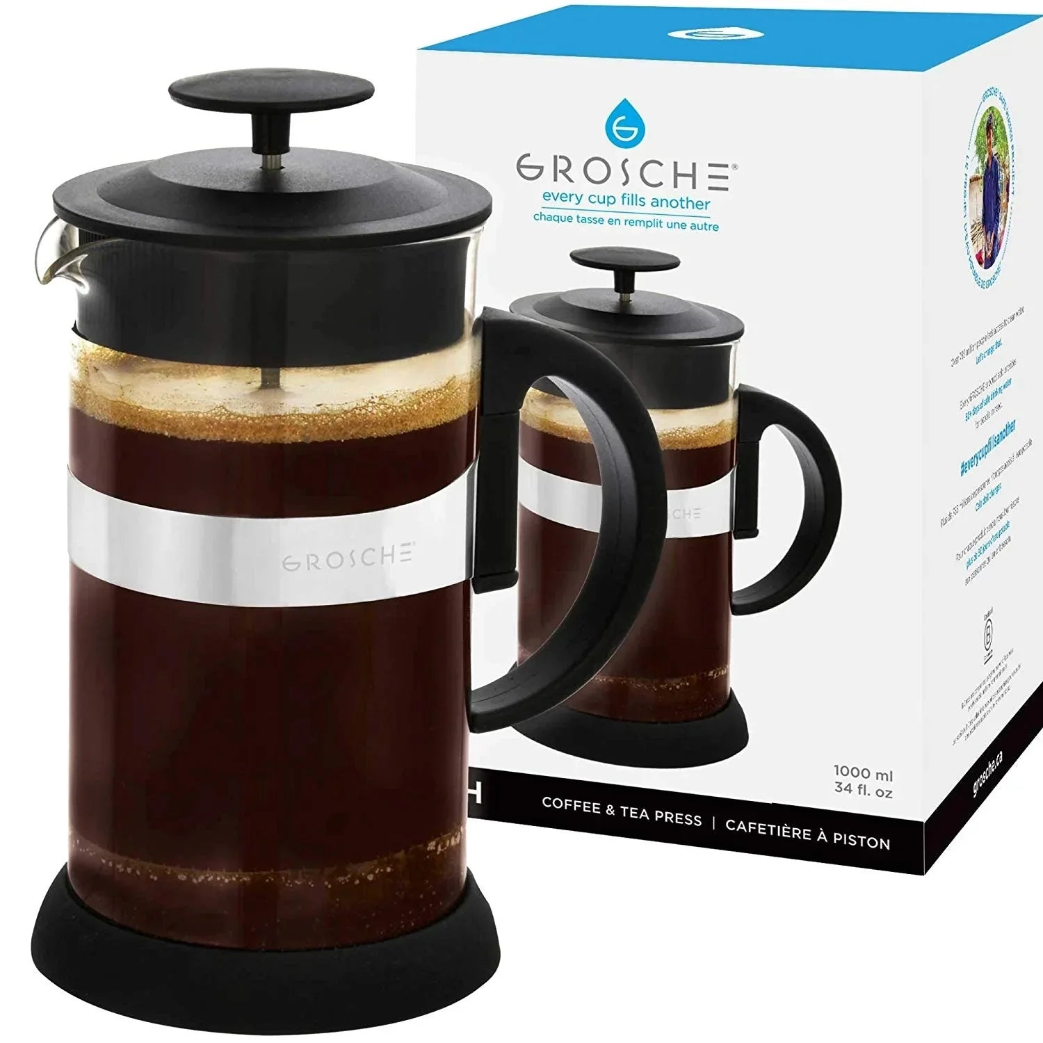 GROSCHE ZURICH Black French Press, 1000 ml (6939206778922)